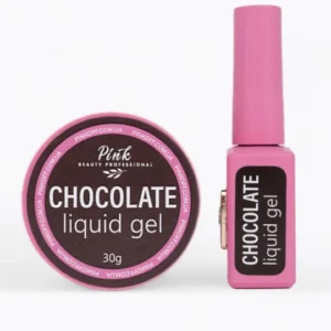 Pink „ChocoLate“ Liquid Gel – tekutý modelovací gel v čokoládové barvě.