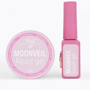 Pink „Moonveil“ Liquid Gel – tekutý modelovací gel v šedo-růžové barvě/15 ml