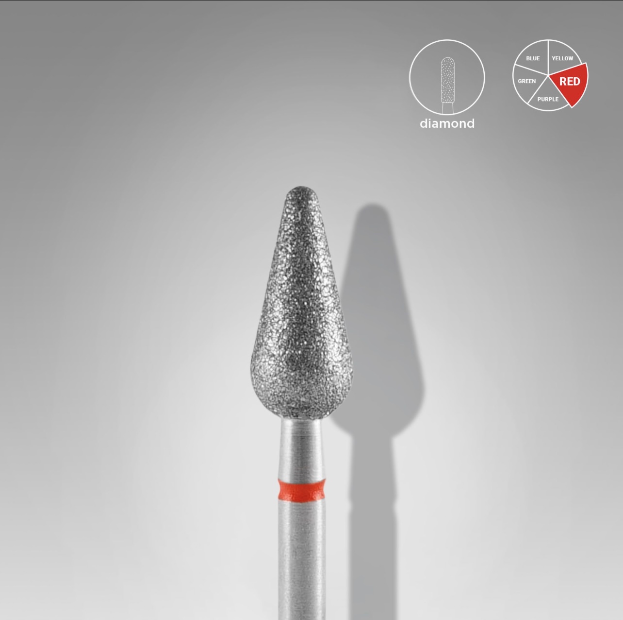 Staleks Diamantový brúsny nadstavec - "rounded pear" red - FA101R050/12 image 1 Staleks Diamantový brúsny nadstavec - "rounded pear" red - FA101R050/12