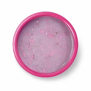 Pink Flower Gel Nude №11 – mléčný základ s růžovými květy a třpytivými bílými vločkam