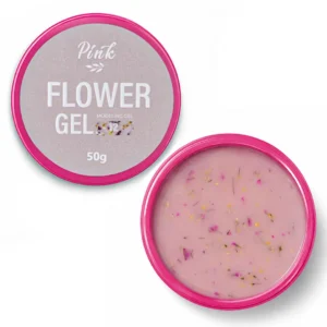 Pink Flower Gel Nude №12 – béžovo-mléčný základ s růžovými a žlutými květy