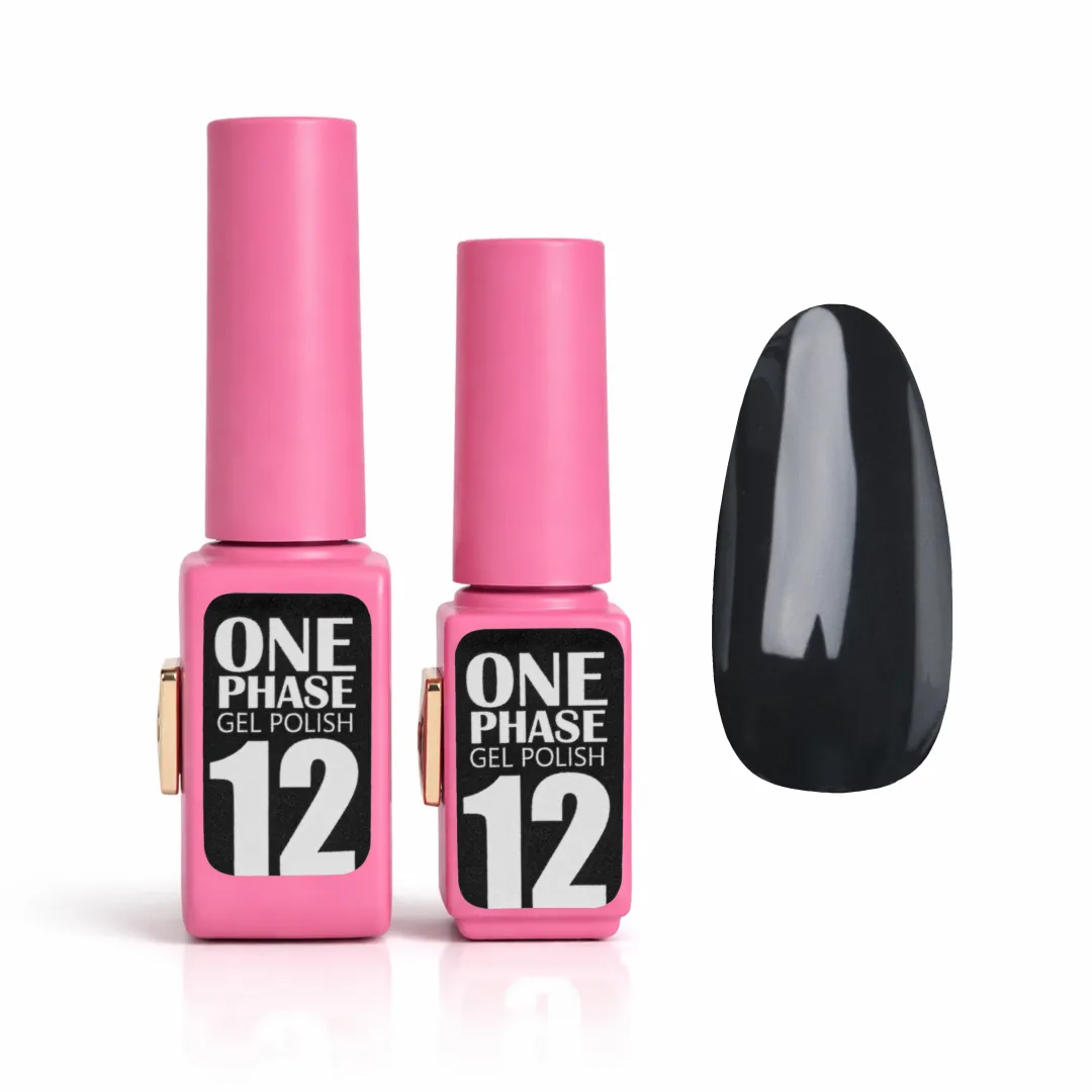 Pink Gel Polish One Phase №12 – jednofázový gel lak v grafitovém odstínu image 1 Pink Gel Polish One Phase №12 – jednofázový gel lak v grafitovém odstínu