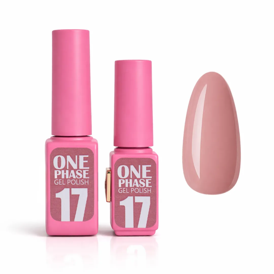 Pink Gel Polish One Phase №17 – jednofázový gel lak v klasickém nude odstínu image 1 Pink Gel Polish One Phase №17 – jednofázový gel lak v klasickém nude odstínu