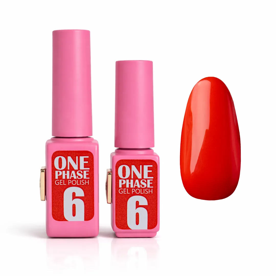 Pink Gel Polish One Phase №6 – jednofázový gel lak v zářivém červeno-mrkvovém odstínu image 1 Pink Gel Polish One Phase №6 – jednofázový gel lak v zářivém červeno-mrkvovém odstínu
