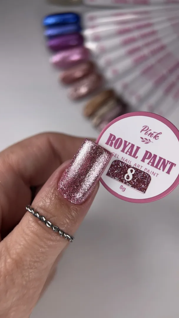 Pink Royal Paint №8 – super lesklá gelová barva s mikroglitterem obrázek 3 Pink Royal Paint №8 – super lesklá gelová barva s mikroglitterem - Obrázek 3
