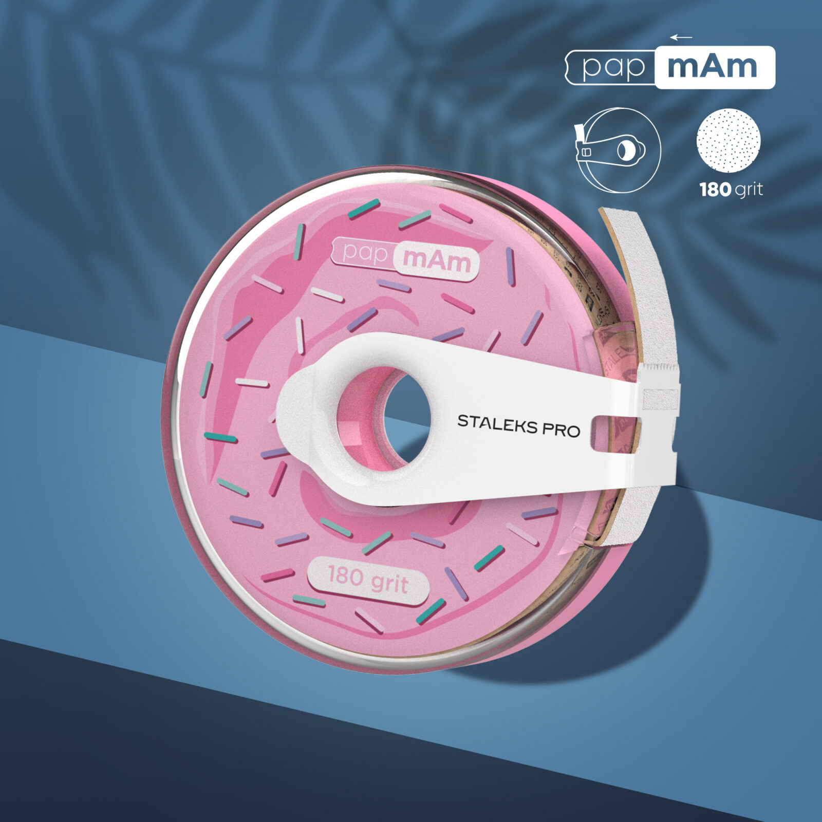 Staleks PRO Expert Donut papmAm – náhradní jednorázový pilník na nehty v plastové cívce 7 m, zrnitost 180 obrázek 1 Staleks PRO Expert Donut papmAm – náhradní jednorázový pilník na nehty v plastové cívce 7 m, zrnitost 180